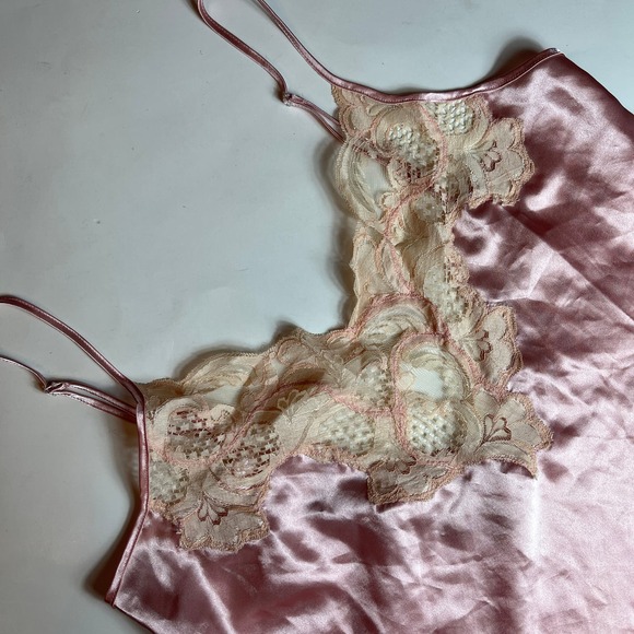 Victoria's Secret Other - Victoria's Secret Vintage Gold Label Silky Pink Lace Slip  Size Medium